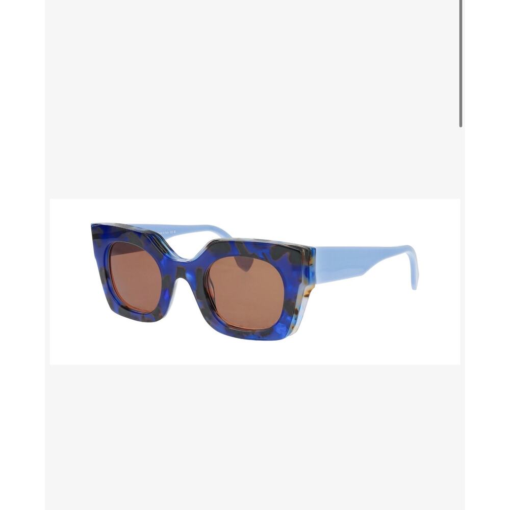 New Face A face glitch 1 6591 blue tortoise sunglasses hand made Italy - Picture 2 of 7